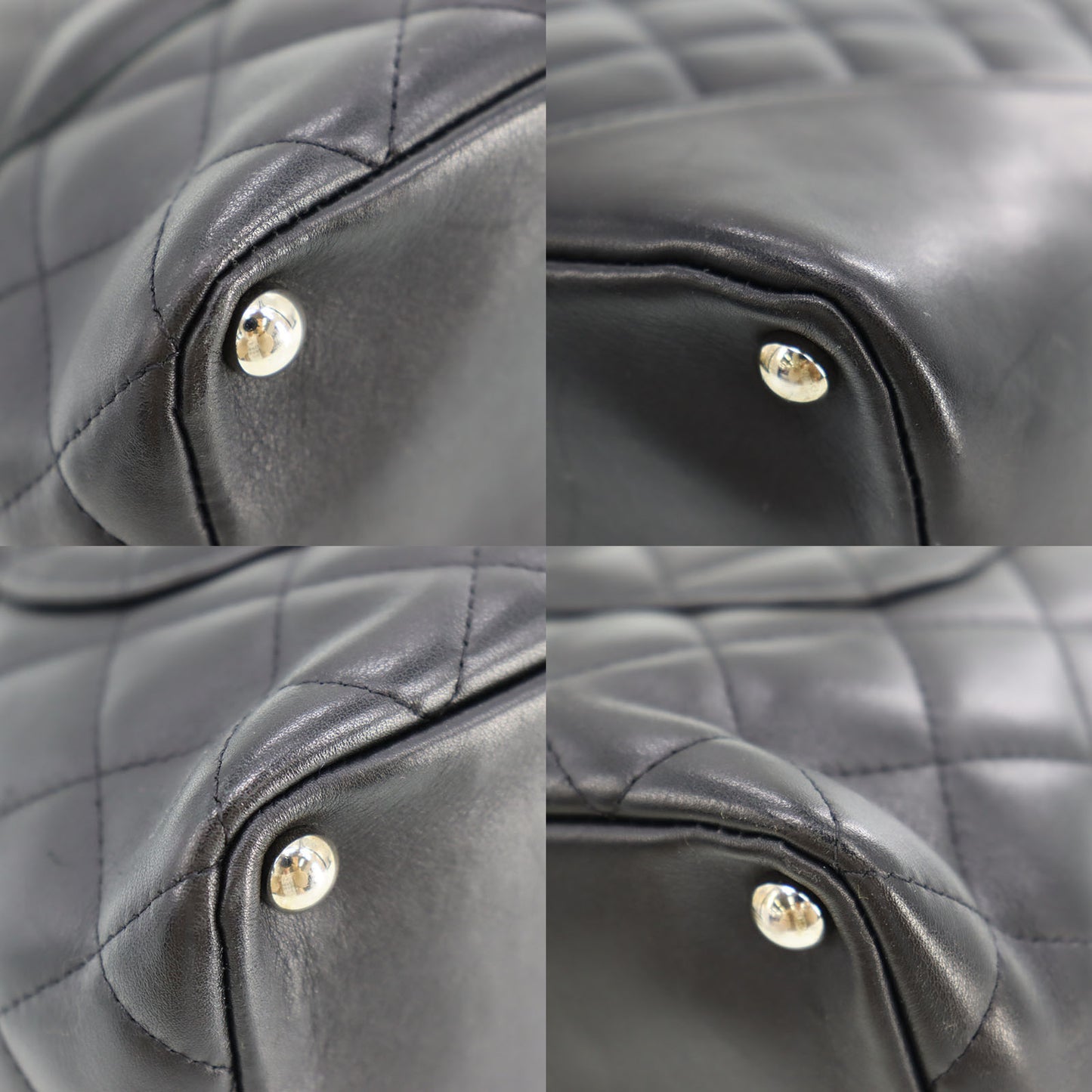 CHANEL Cambon Line Tote Handbag Black Leather #CK144