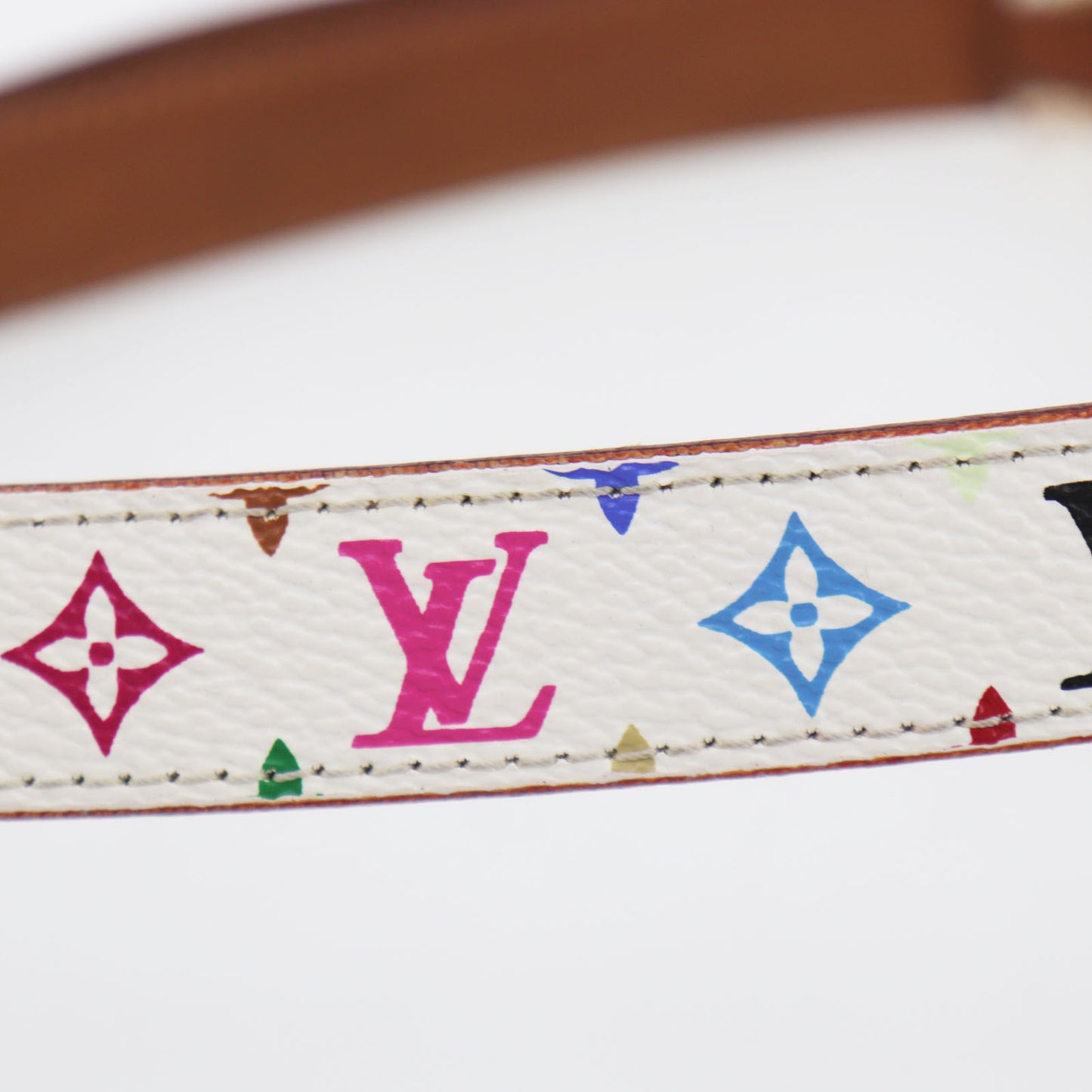 LOUIS VUITTON LV M9272 Multicolor Ceinture Carre White Belt #EG972