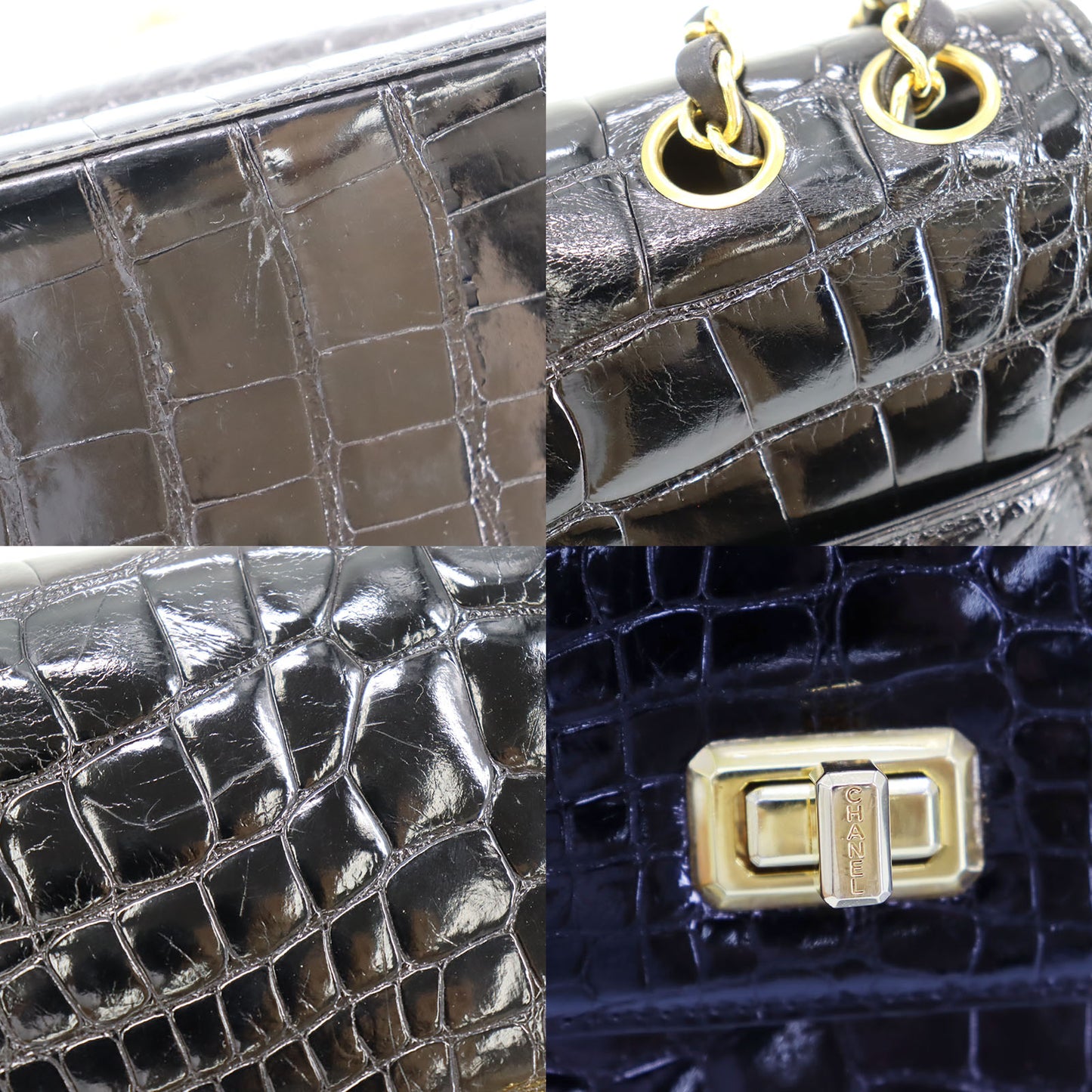 CHANEL Shoulder Bag Embossed leather Black #BL492