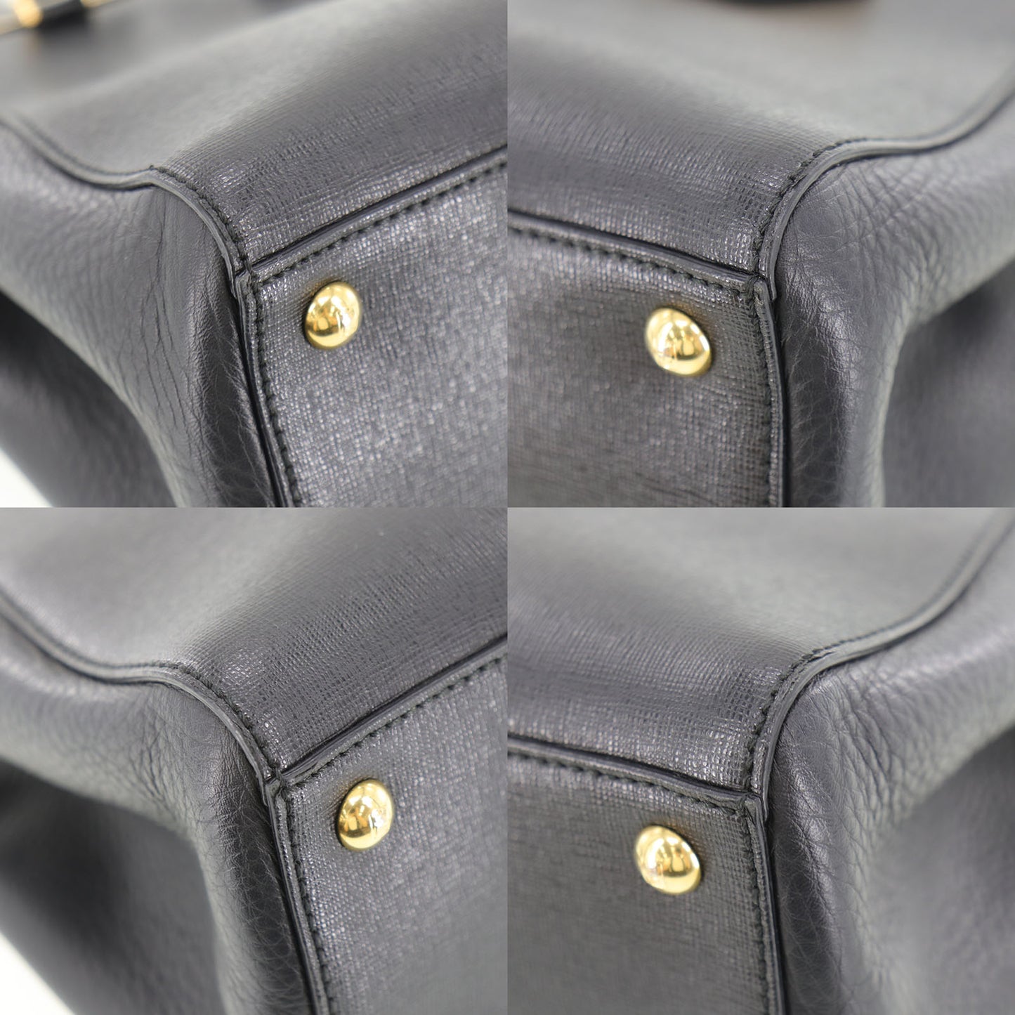 FENDI 2way Shoulder Handbag Black Leather #AH652
