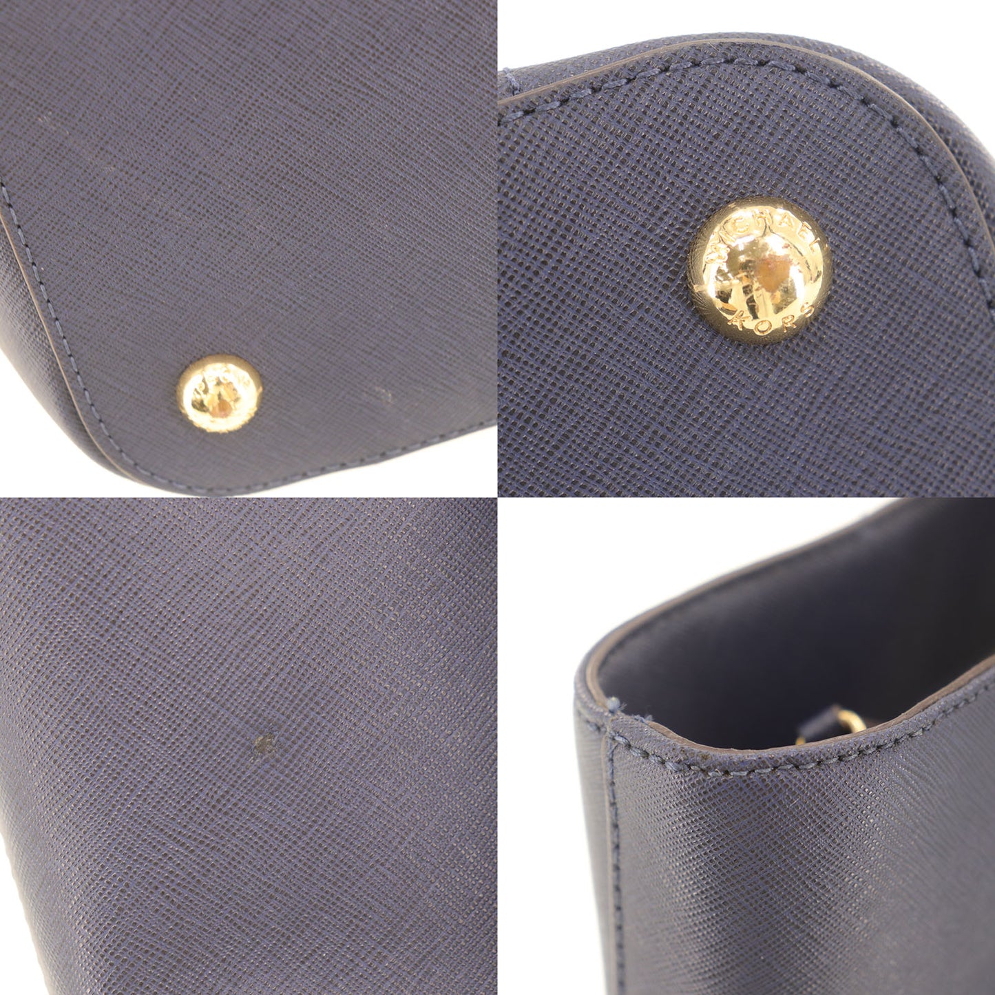 MICHAEL KORS Tote Shoulder Bag Navy Leather #BO485