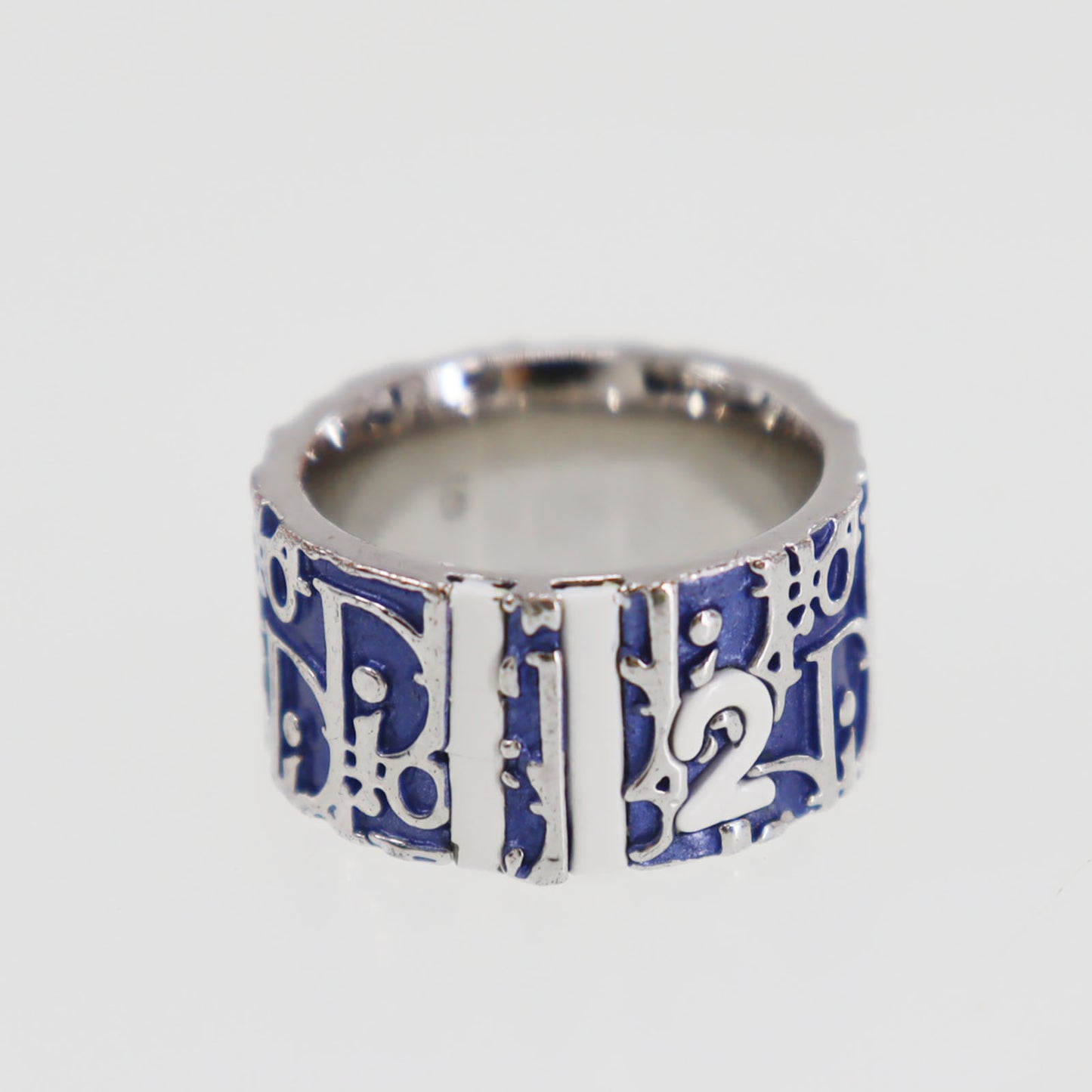 Dior Trotter Finger Ring Blue Silver Size 6 #ED200