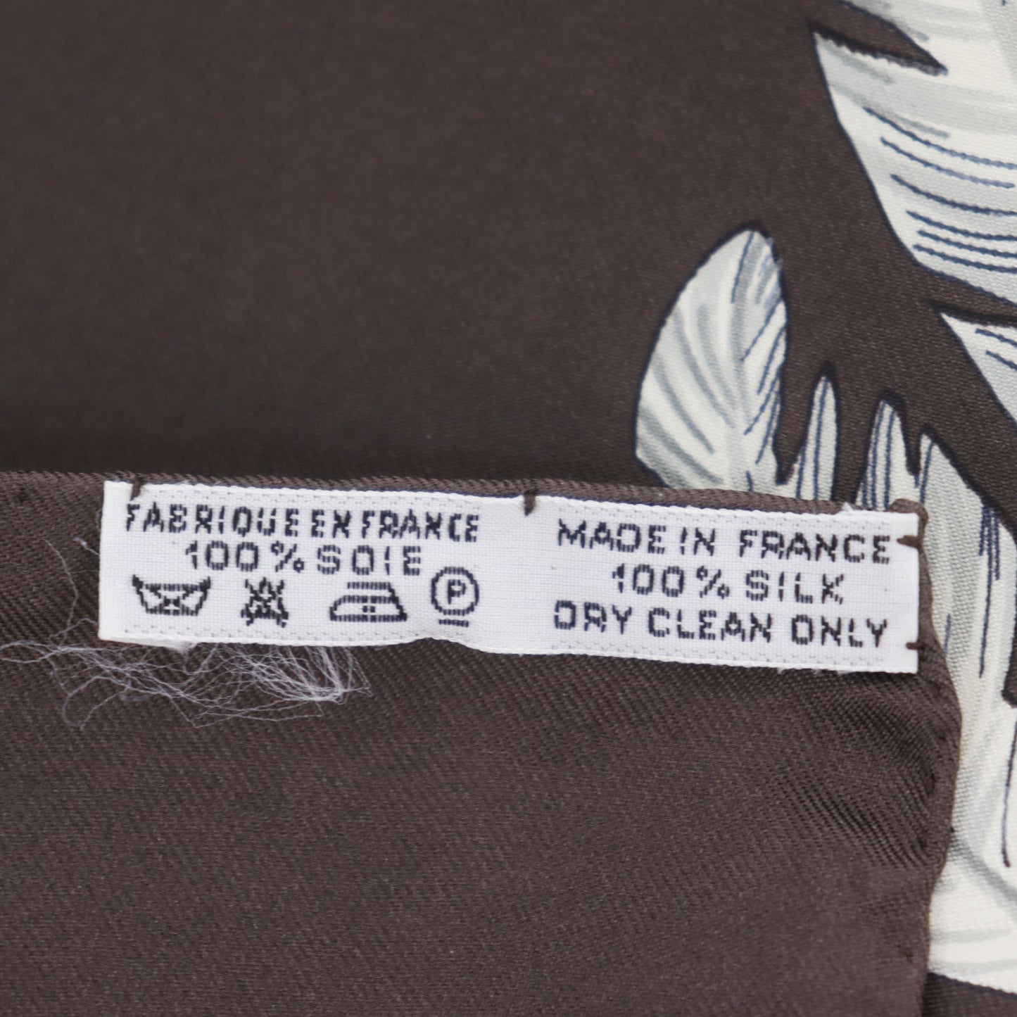 HERMES Carre 90 Logos Botanical Hat Design Silk Scarf Brown #AG543