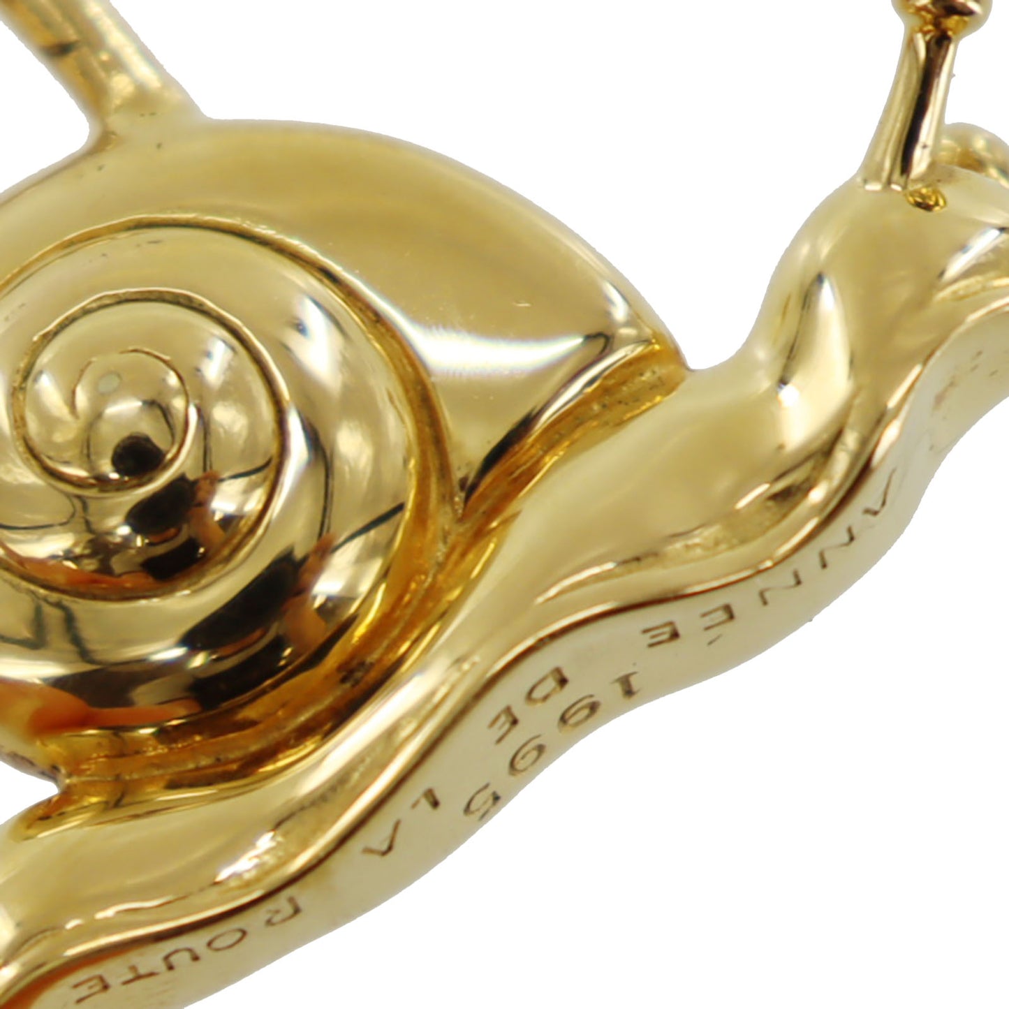 HERMES 1995 Limited Snail Charm Top Cadena Gold Plated #CA249