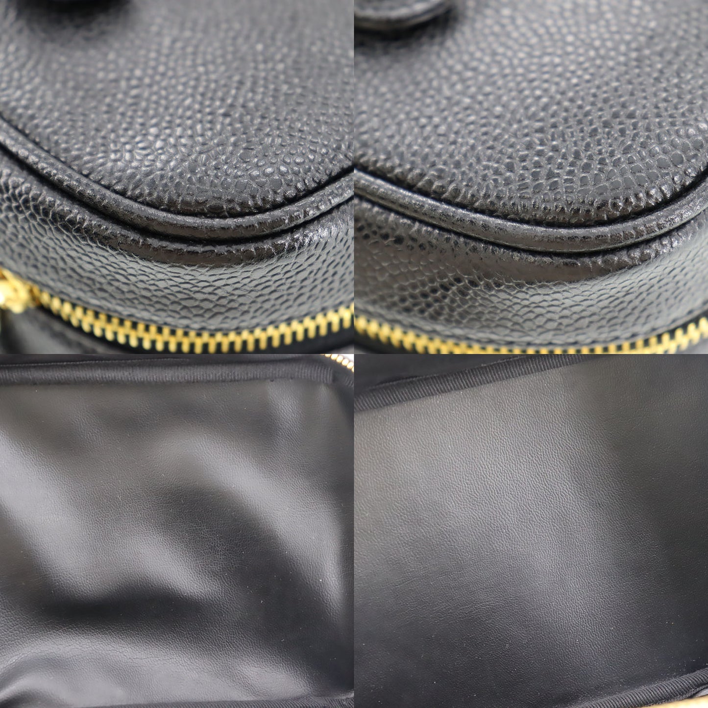 CHANEL CC Handbag Vanity Black Caviar Skin Leather #AG646