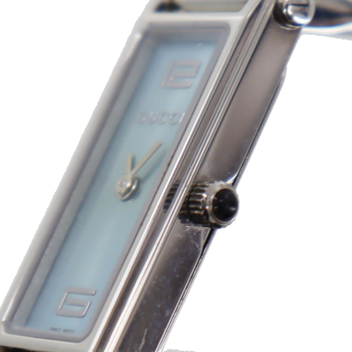 Gucci 1500L Bangle Watch Silver Light Blue Stainless Steel #CF825