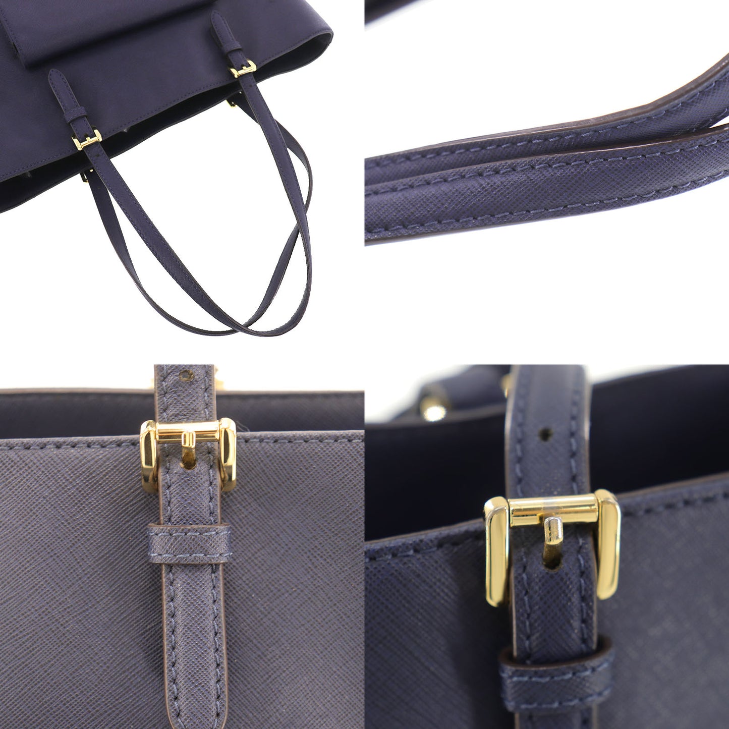 MICHAEL KORS Tote Shoulder Bag Navy Leather #BO485