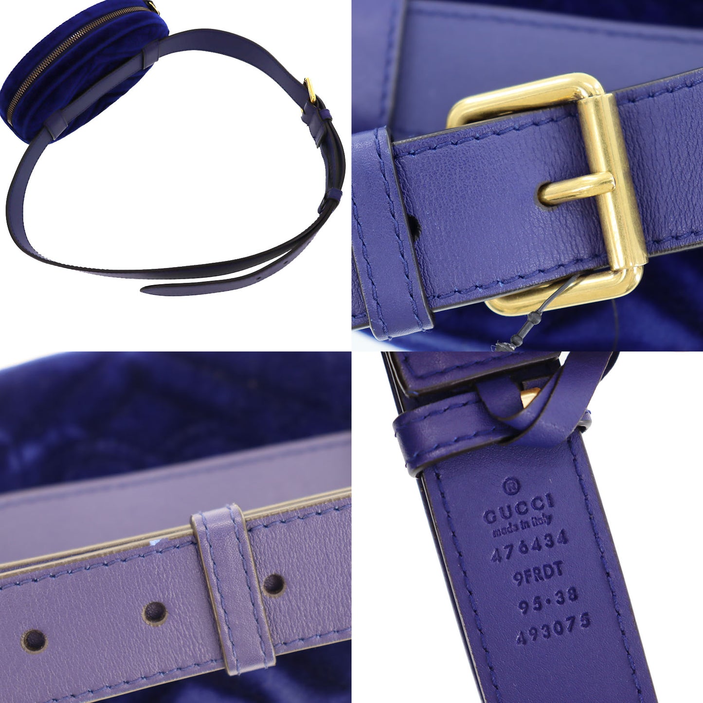 GUCCI GG Marmont Funny Pack Belt Bag Blue Velor #AH709