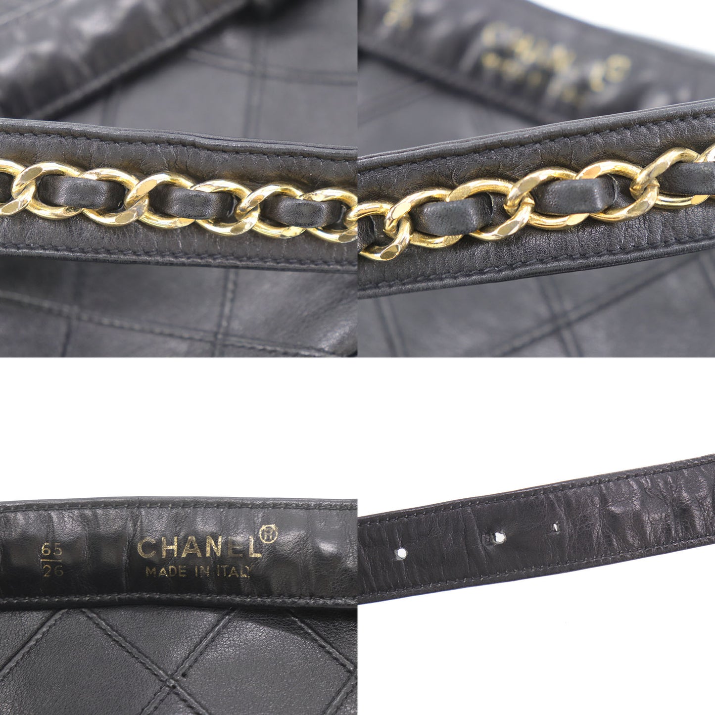 CHANEL Bum Bag Matelasse Lambskin Leather Belt Bag Black #EC582