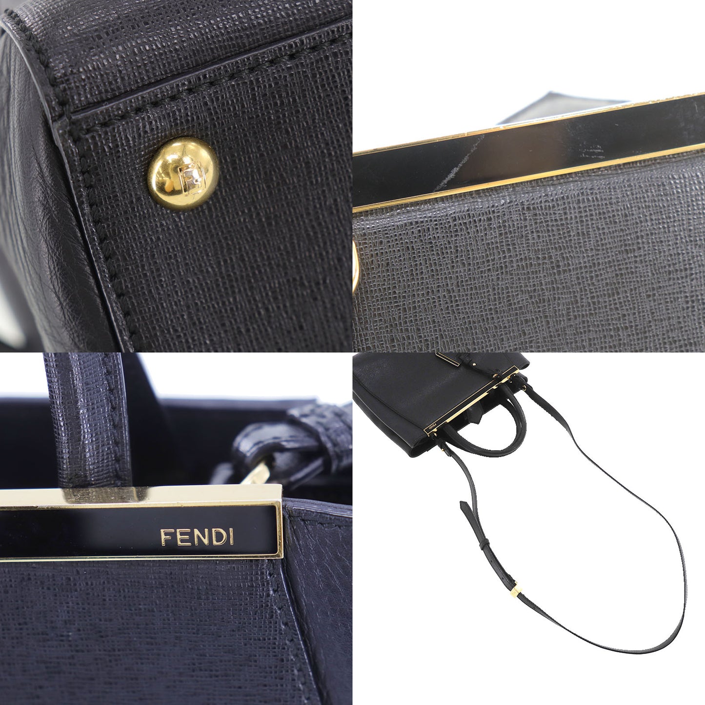 FENDI 2way Shoulder Handbag Black Leather #AH652