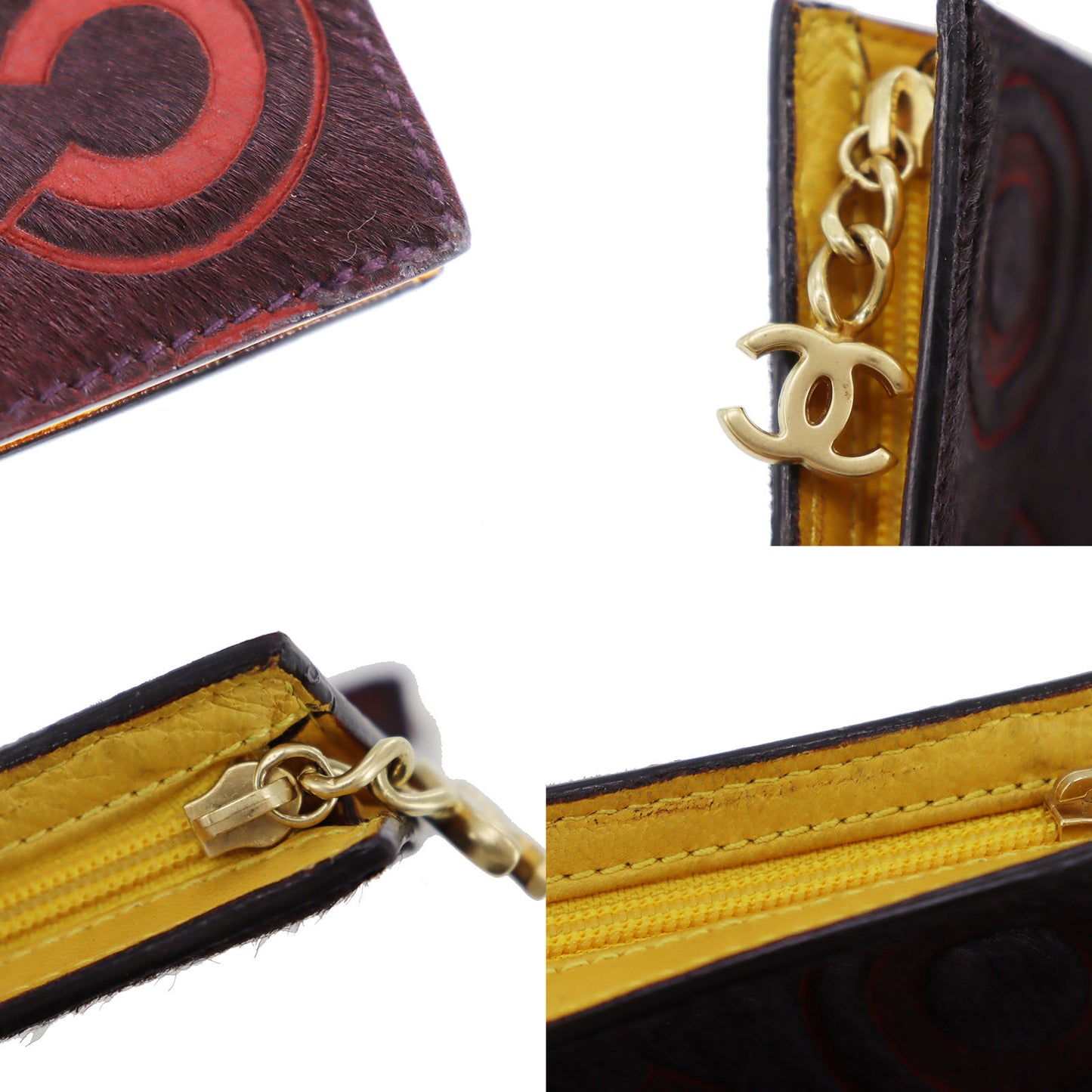 CHANEL Logos Coin Purse Bordeaux Unborn Calf Leather #CF180