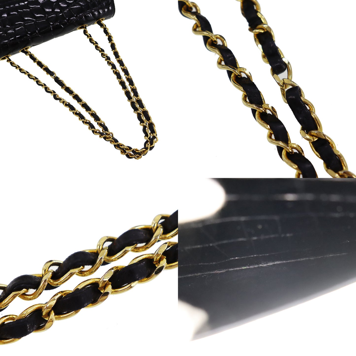 CHANEL Shoulder Bag Embossed leather Black #BL492
