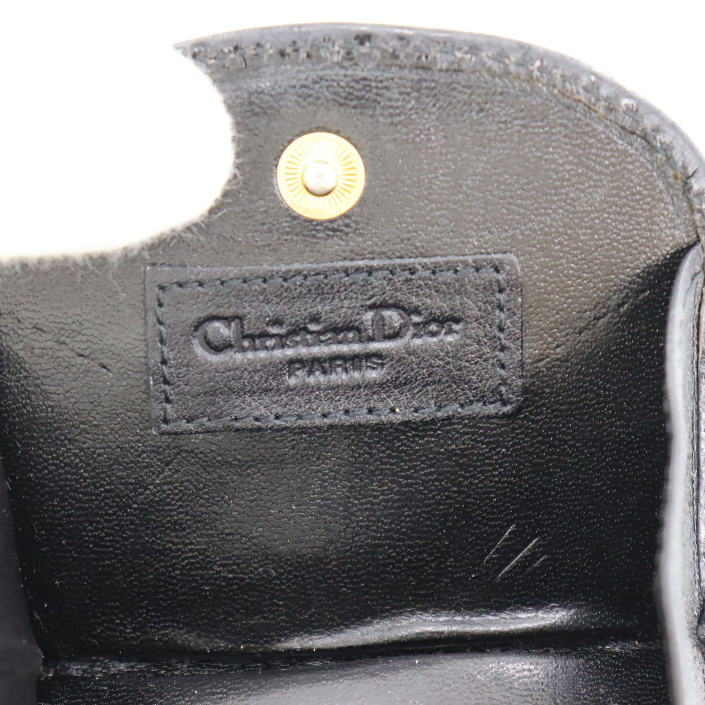 Christian Dior Logos Mini Coin Wallet Black Leather #AH116