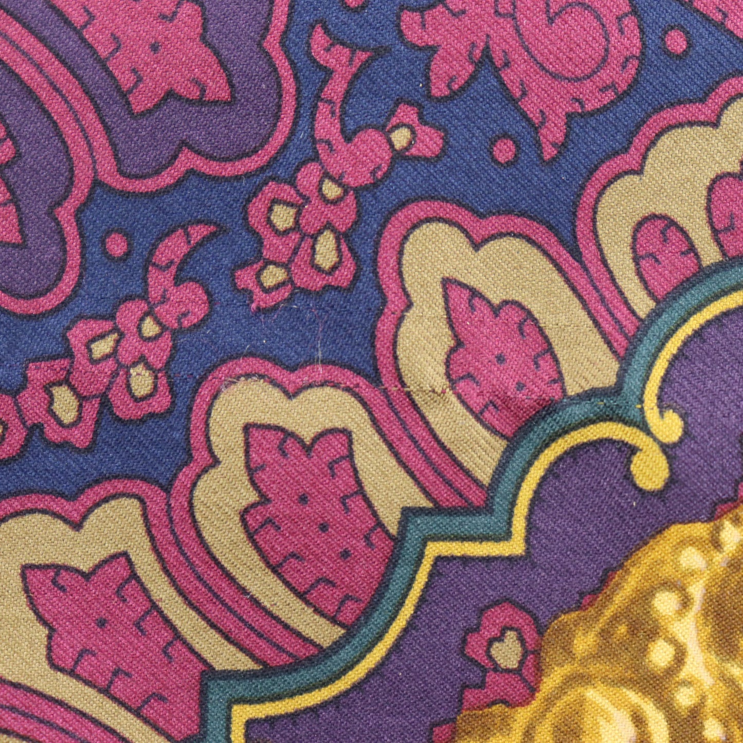 CHANEL Logos Paisley Pattern Scarf Silk Wool Bordeaux #AH383