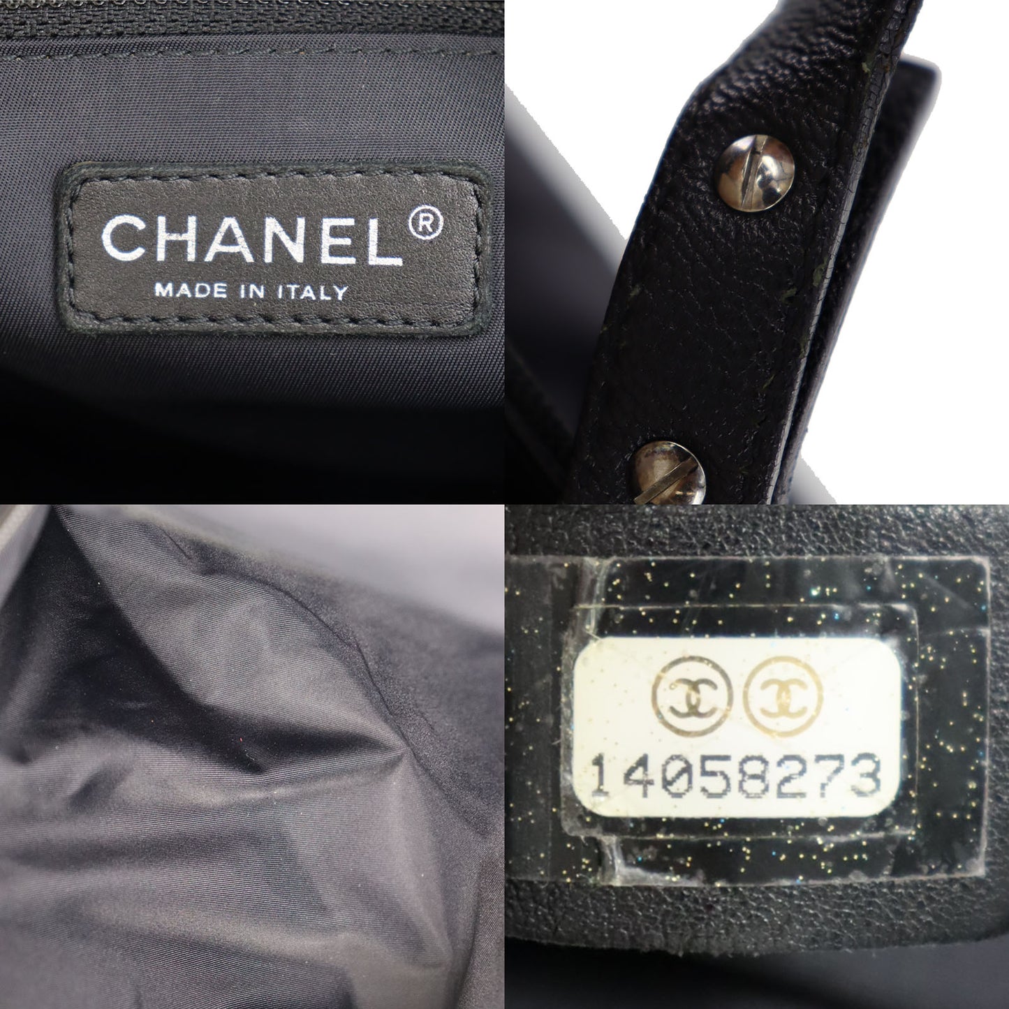 CHANEL Quilted Paris Biarritz Shoulder Tote Bag Black PVC #BN366