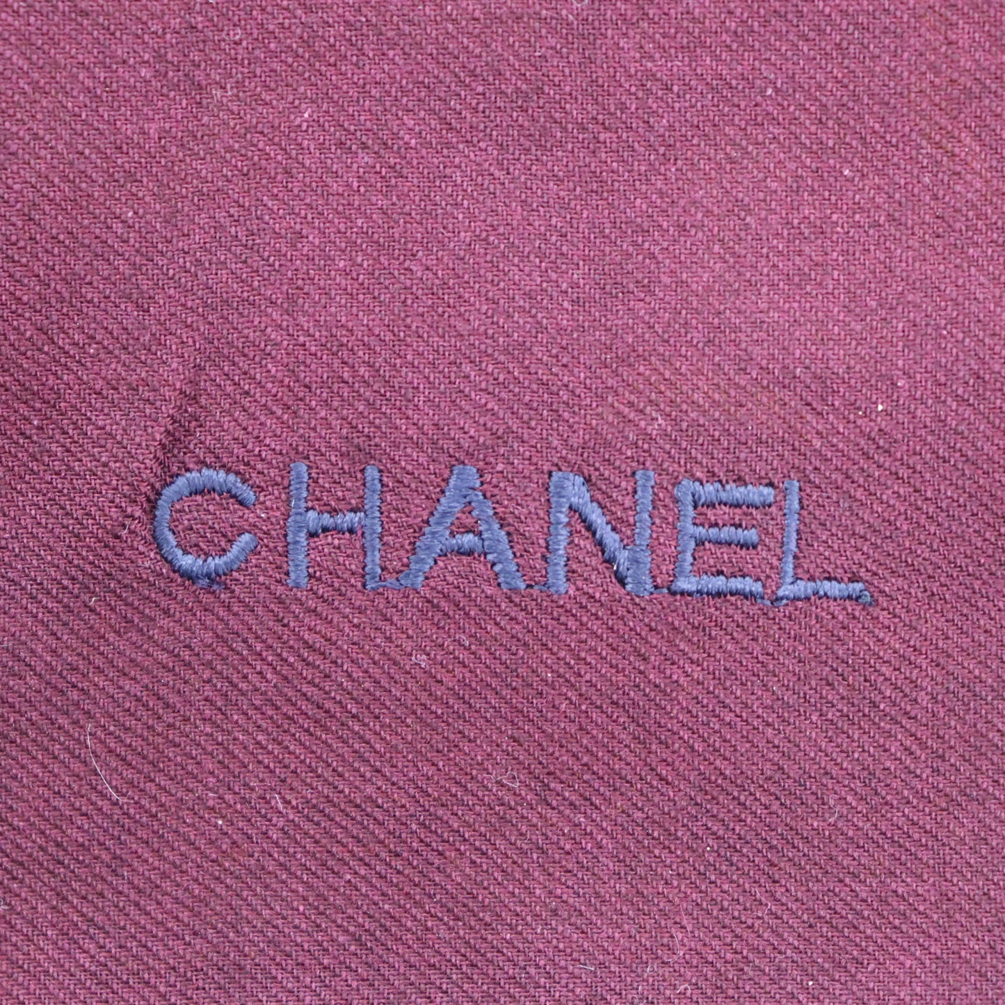 CHANEL Logos Paisley Pattern Scarf Silk Wool Bordeaux #AH383