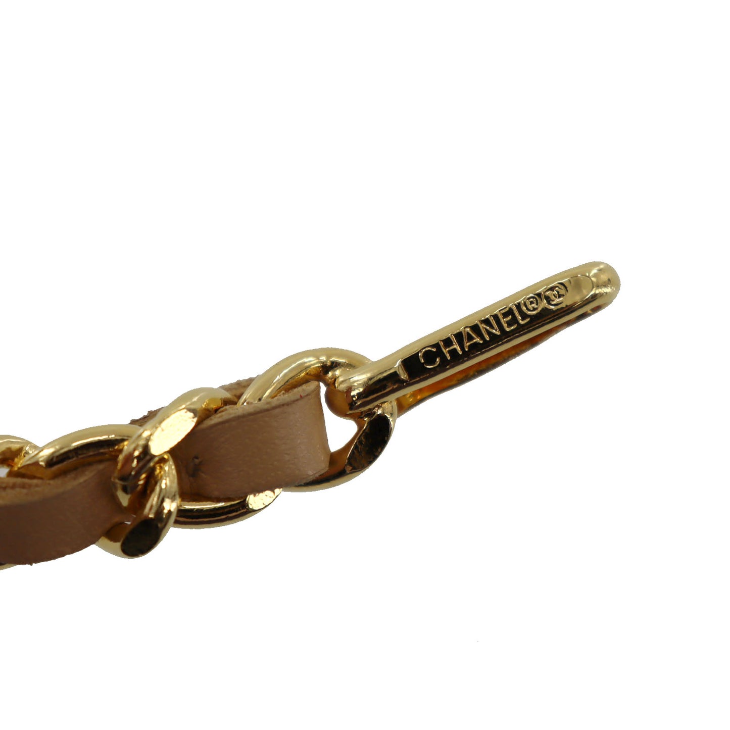 CHANEL CC Logo Chain Belt Gold Beige 1982 #BS616