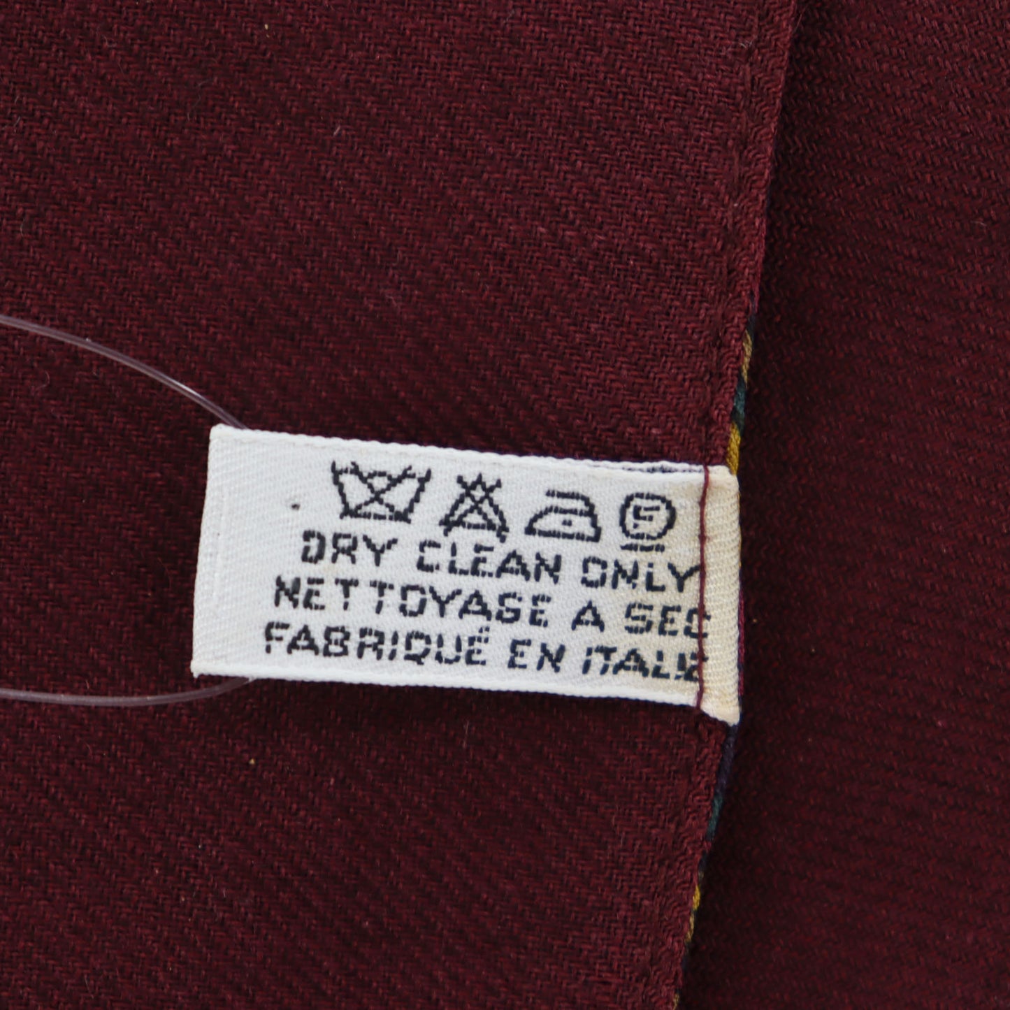 CHANEL Logos Paisley Pattern Scarf Silk Wool Bordeaux #AH383