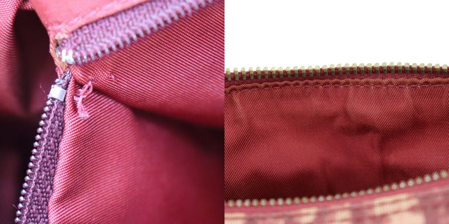 Christian Dior Trotter Boston Handbag Bordeaux PVC #AH468