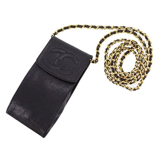 CHANEL Shoulder Pouch Bag Caviar Skin Leather #AH602