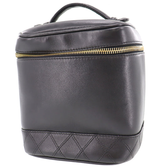 CHANEL Bicolore Handbag Vanity Pouch Black Lambskin #AH592