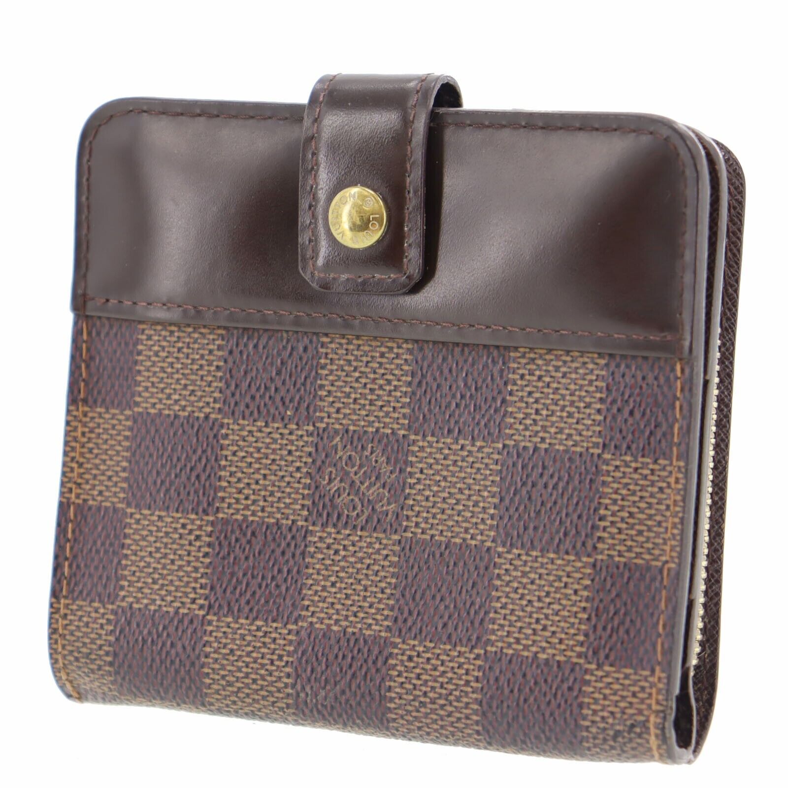 Auth Louis Vuitton Damier Compact Zip Bi-fold Small Wallet N61668