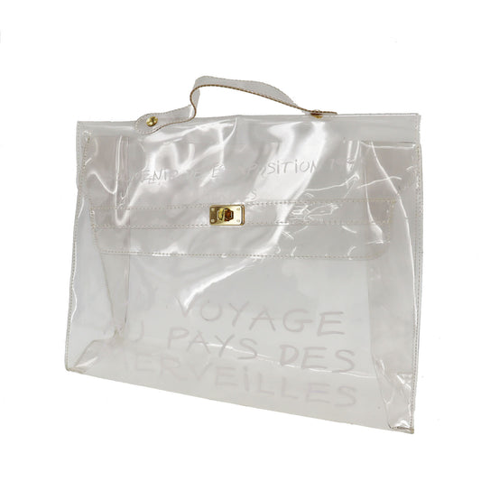 HERMES Vinyl Kelly 40 Handbag Clear L'exposition 1997 #AG101