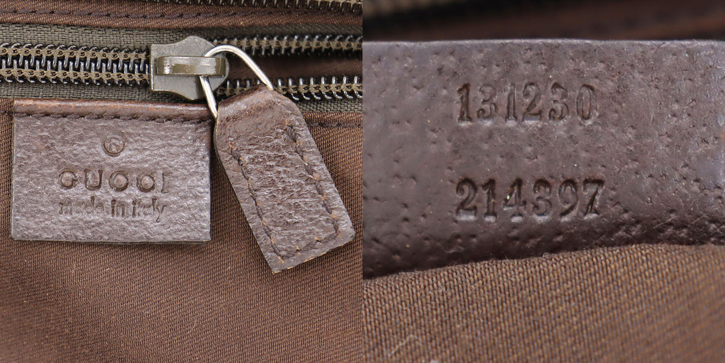 GUCCI Original GG Web Stripe Tote Handbag Brown Canvas #BT459