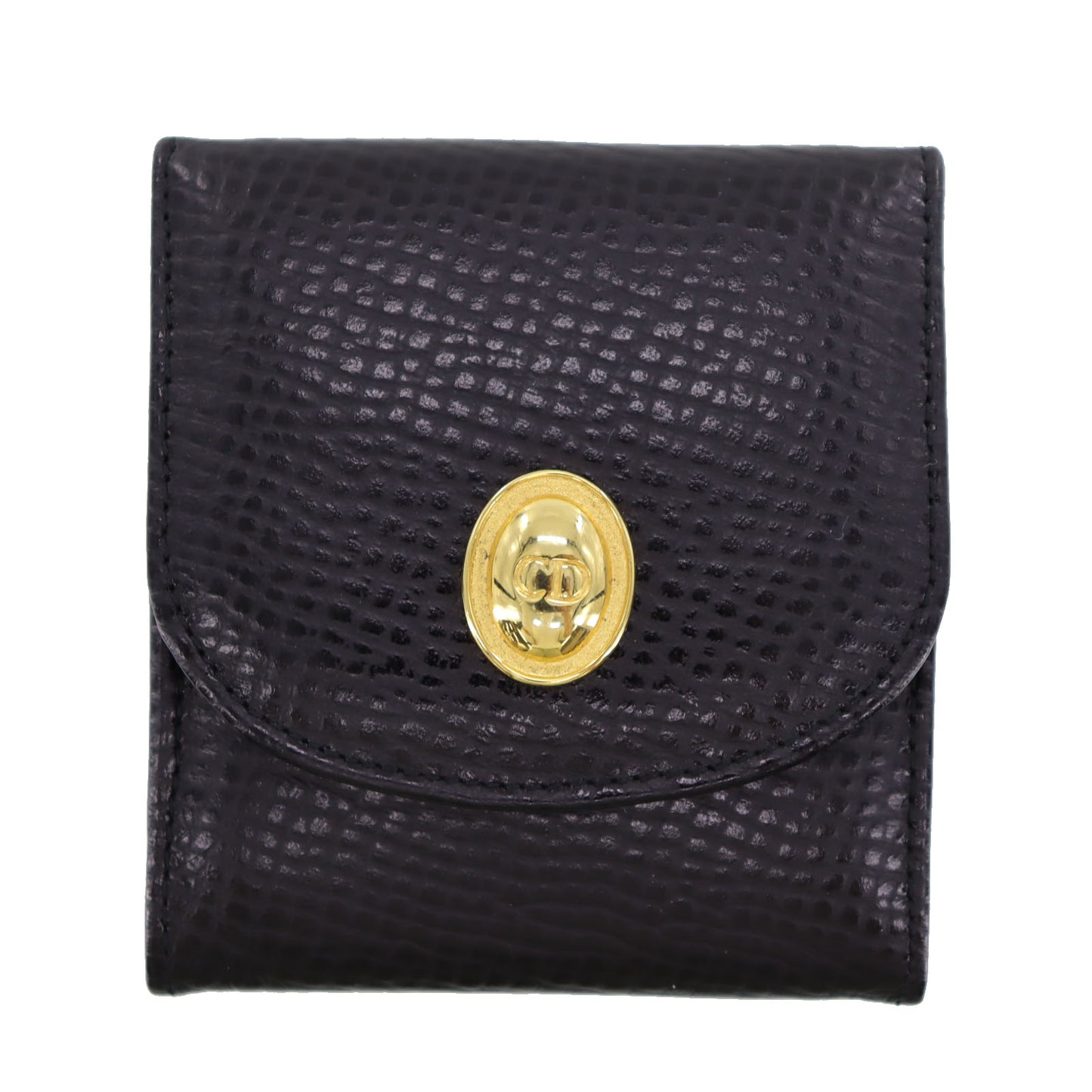 Christian Dior Logos Mini Coin Wallet Black Leather #AH116