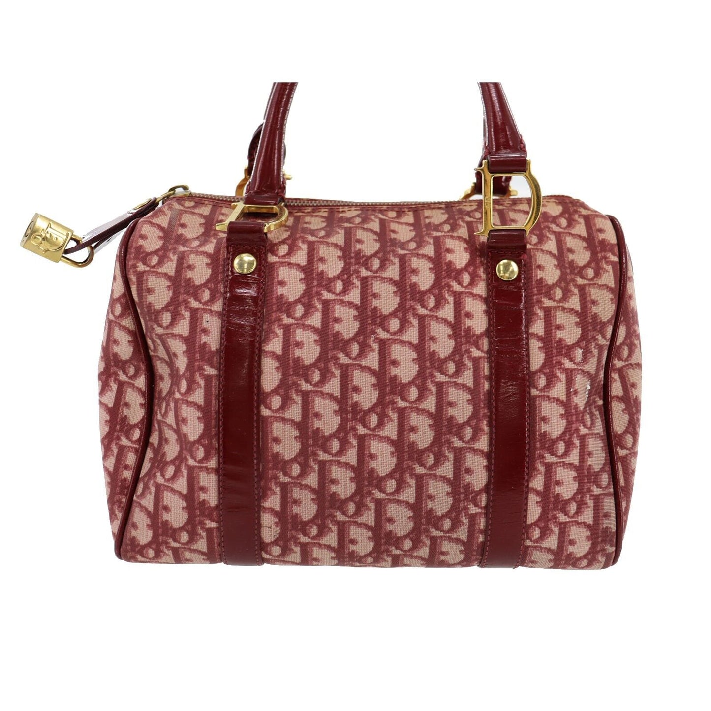 Christian Dior Trotter Boston Handbag Bordeaux PVC #AH468