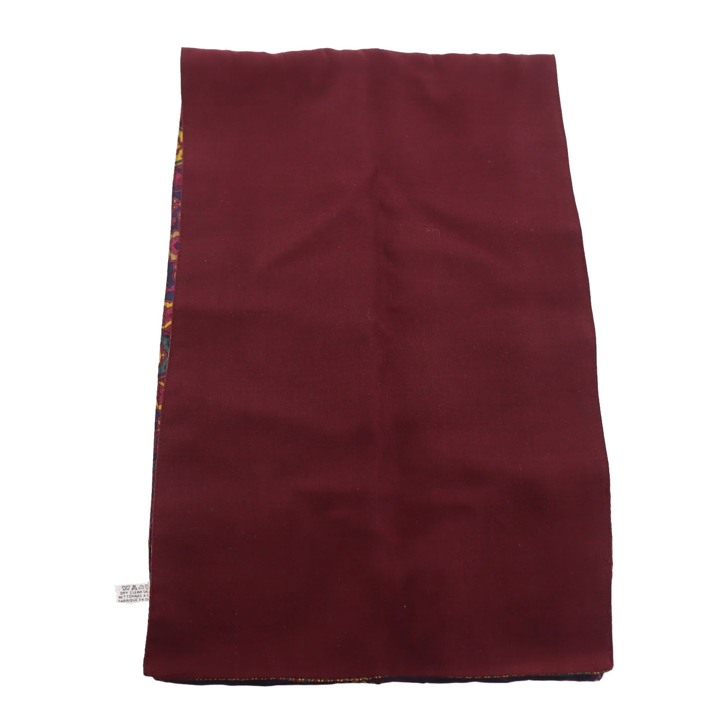 CHANEL Logos Paisley Pattern Scarf Silk Wool Bordeaux #AH383