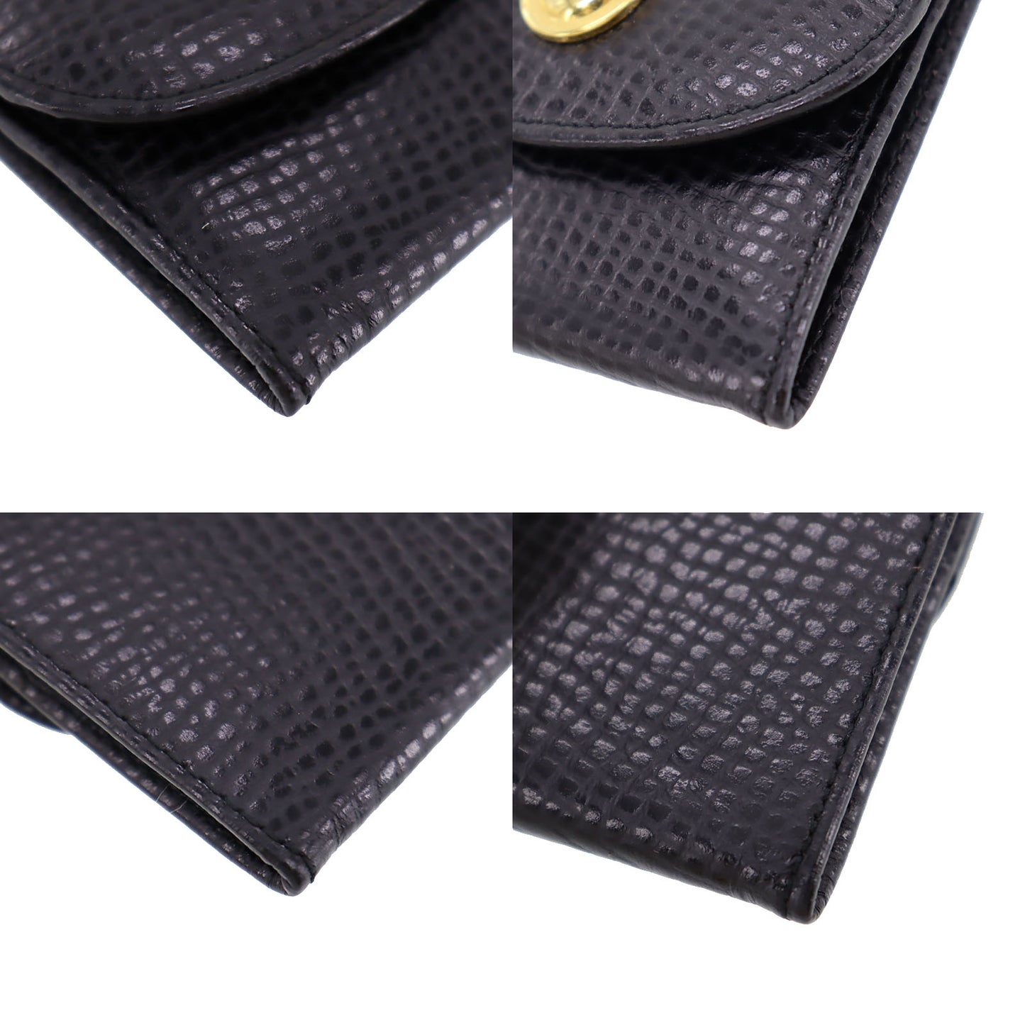 Christian Dior Logos Mini Coin Wallet Black Leather #AH116
