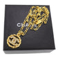 CHANEL CC Logos Circle Necklace Stone Gold 3438 #CJ478