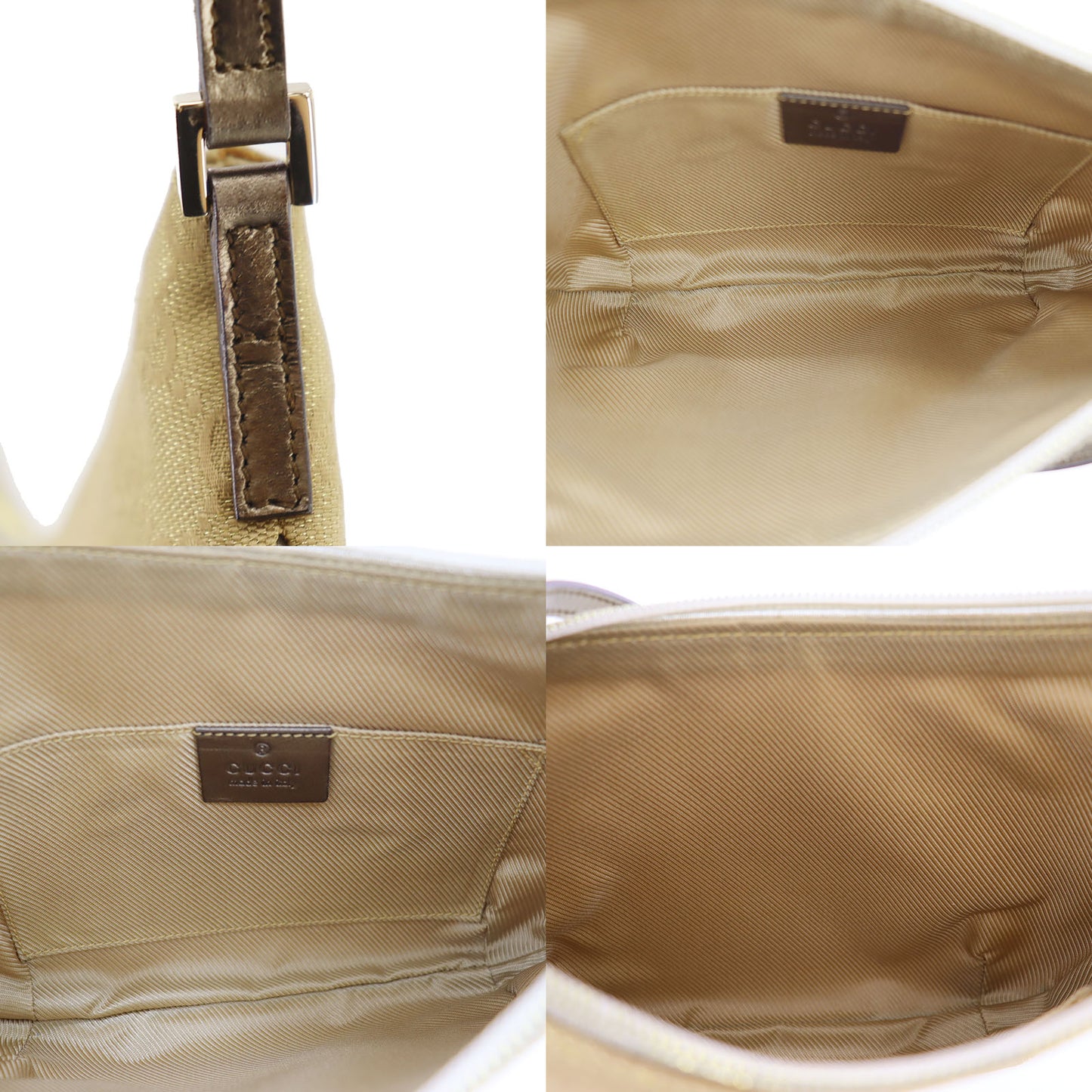 GUCCI Original GG Canvas Used Small Handbag Gold Italy Vintage #AG940