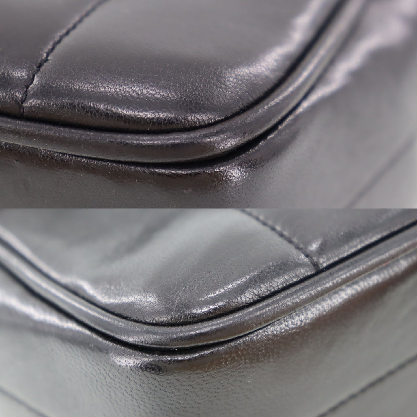CHANEL HandBag Black Lambskin Leather #BS972