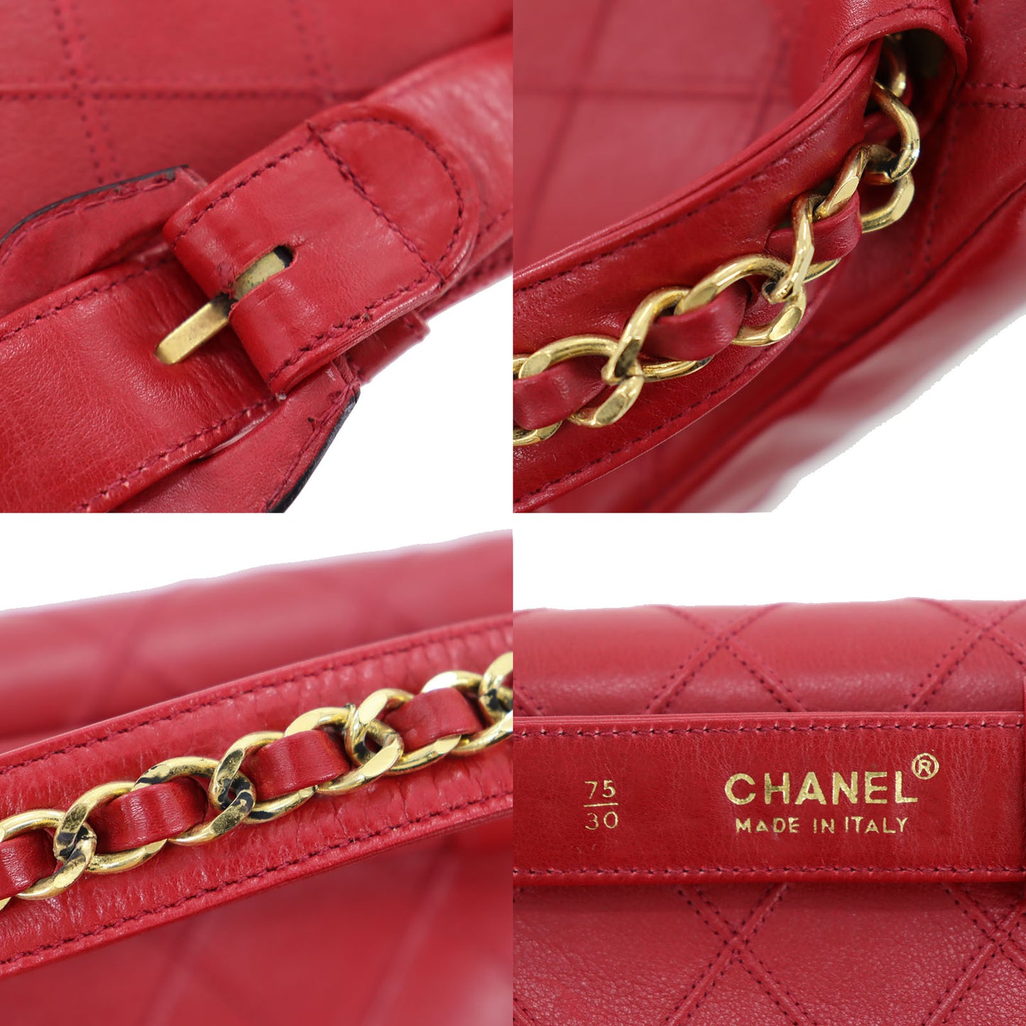 CHANEL Bicolore Bum Bag Red Leather Lambskin #CD921