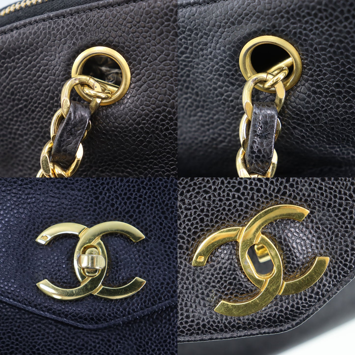 CHANEL Shoulder Tote Bag Caviar Skin Leather #BO993