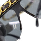 CHANEL Chain Used Sunglasses Black Shield Eye Wear Italy #CW623