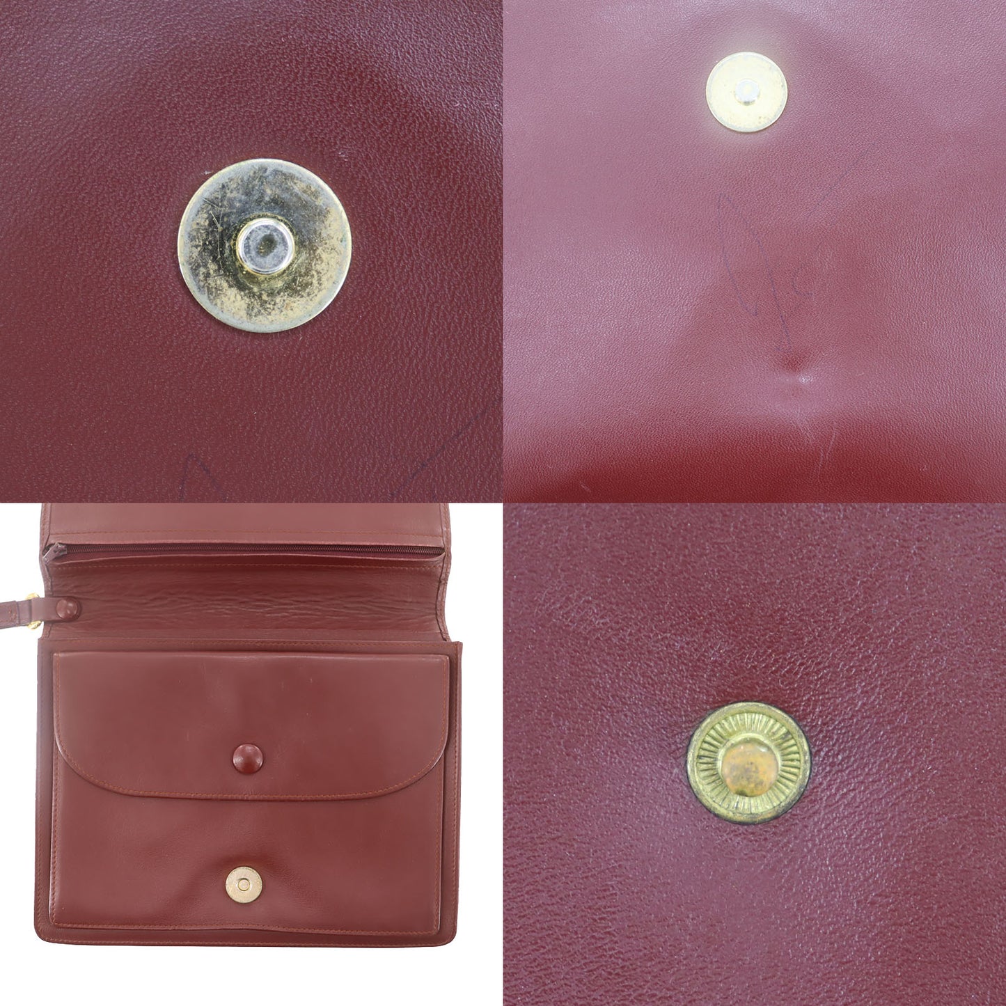 Cartier Must Line Logos Clutch Bag Bordeaux Leather #AH227