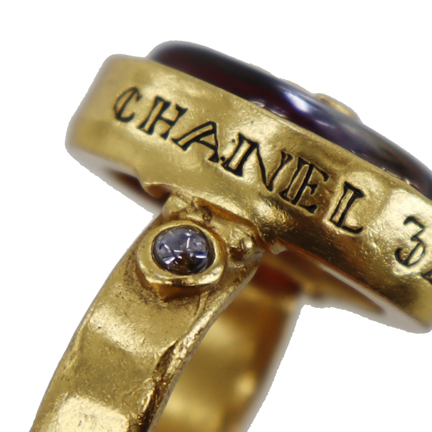 CHANEL CC Logos Finger Ring Gold Plated #CE262