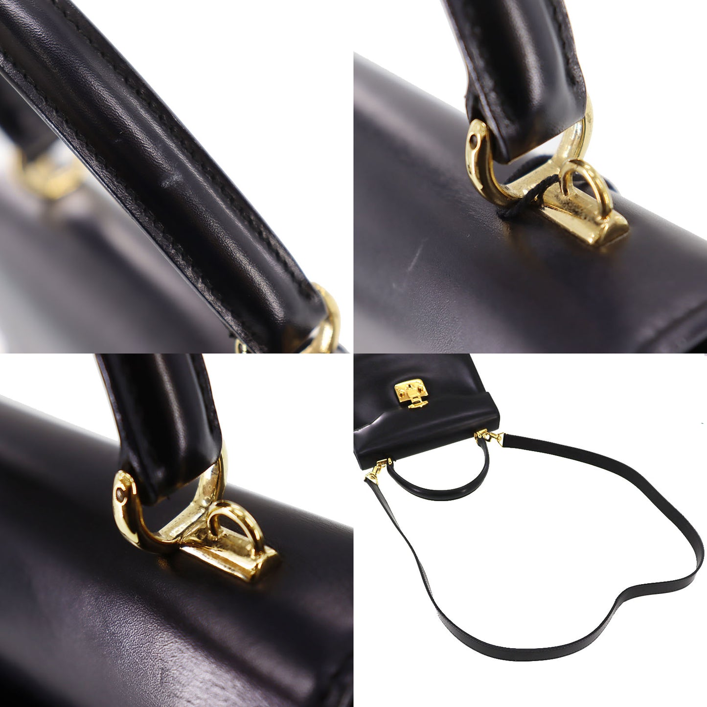 GUCCI 2Way Shoulder Handbag Black Leather #AH279