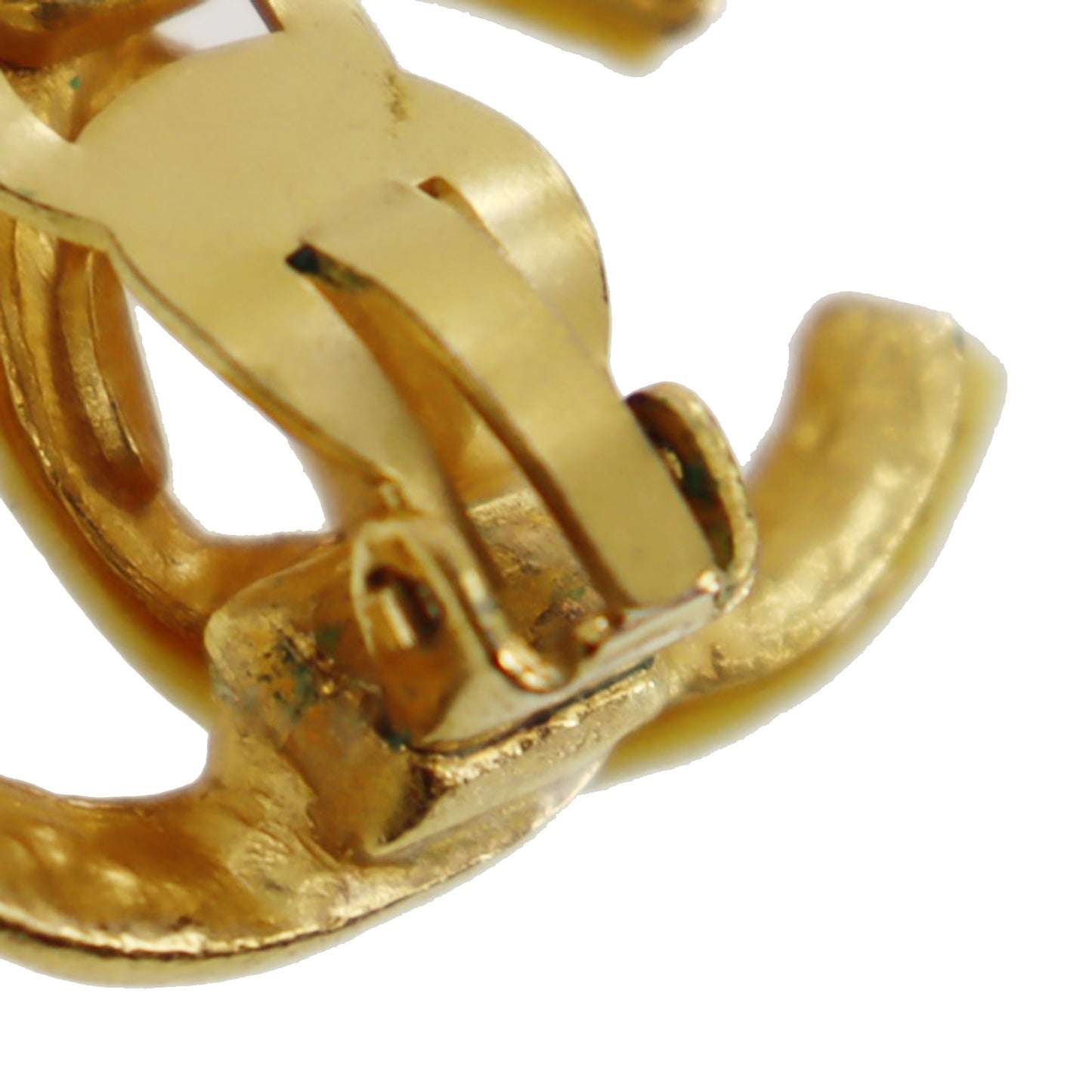 CHANEL CC Logos Earrings Gold Clip-On 00 T #CG541