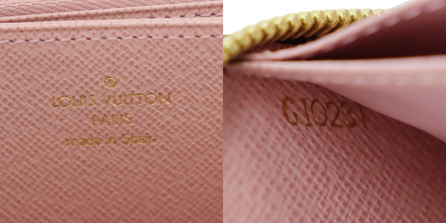 LOUIS VUITTON LV Zippy Wallet Brown Pink Monogram M41894 #AG386