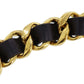 CHANEL Logos Chain Used Waist Belt Black Gold Leather #CD423