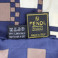 FENDI Used Zucca Scarf Navy Brown Silk Vintage #DA837