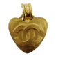 CHANEL CC Logos Heart Earrings 95P Gold Clip-On #AH146