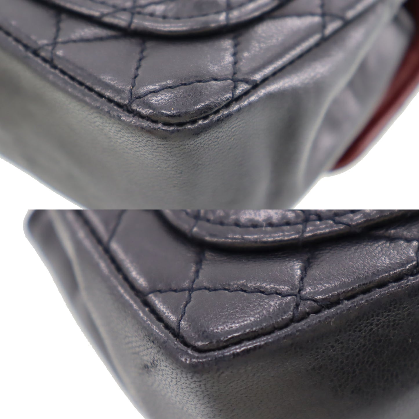 CHANEL Mini Matelasse Chain Belt Bag Pouch Black Lambskin Leather #AH176