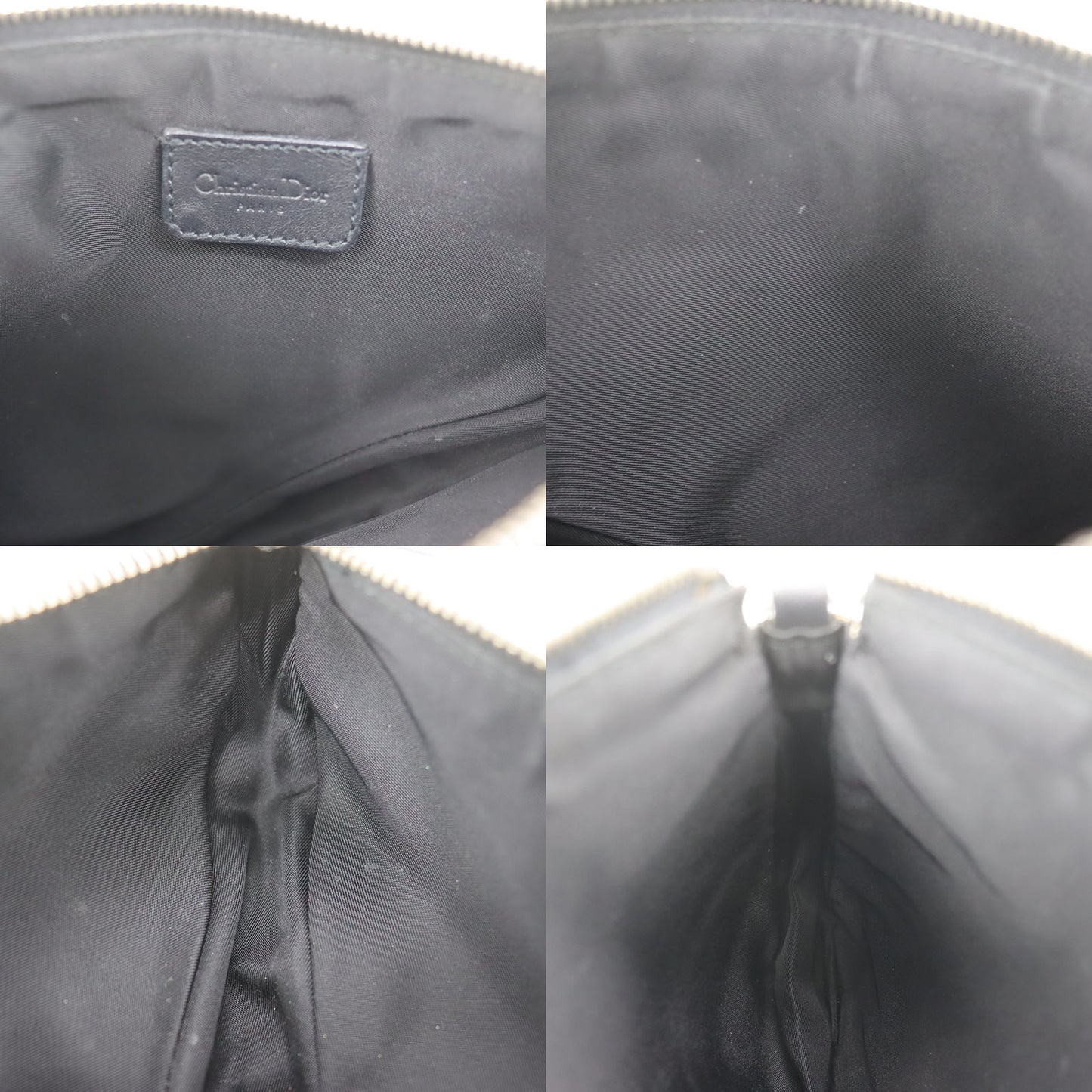 Christian Dior Trotter Saddle Bag Handbag Black Canvas #CN281
