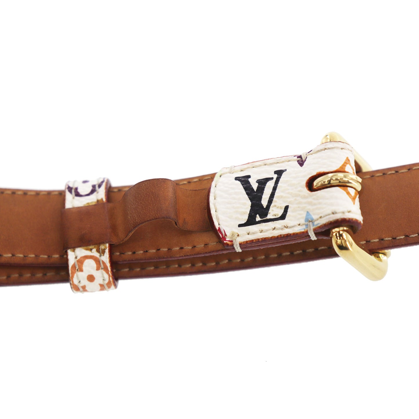 LOUIS VUITTON LV M9272 Multicolor Ceinture Carre White Belt #EG972