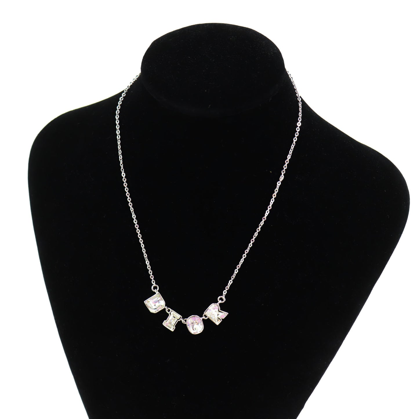 Christian Dior Rhinestone Necklace Silver #CP131